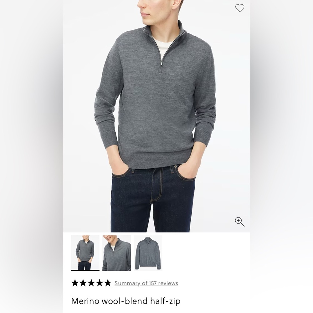 J Crew Merino Wool-Blend Half-Zip